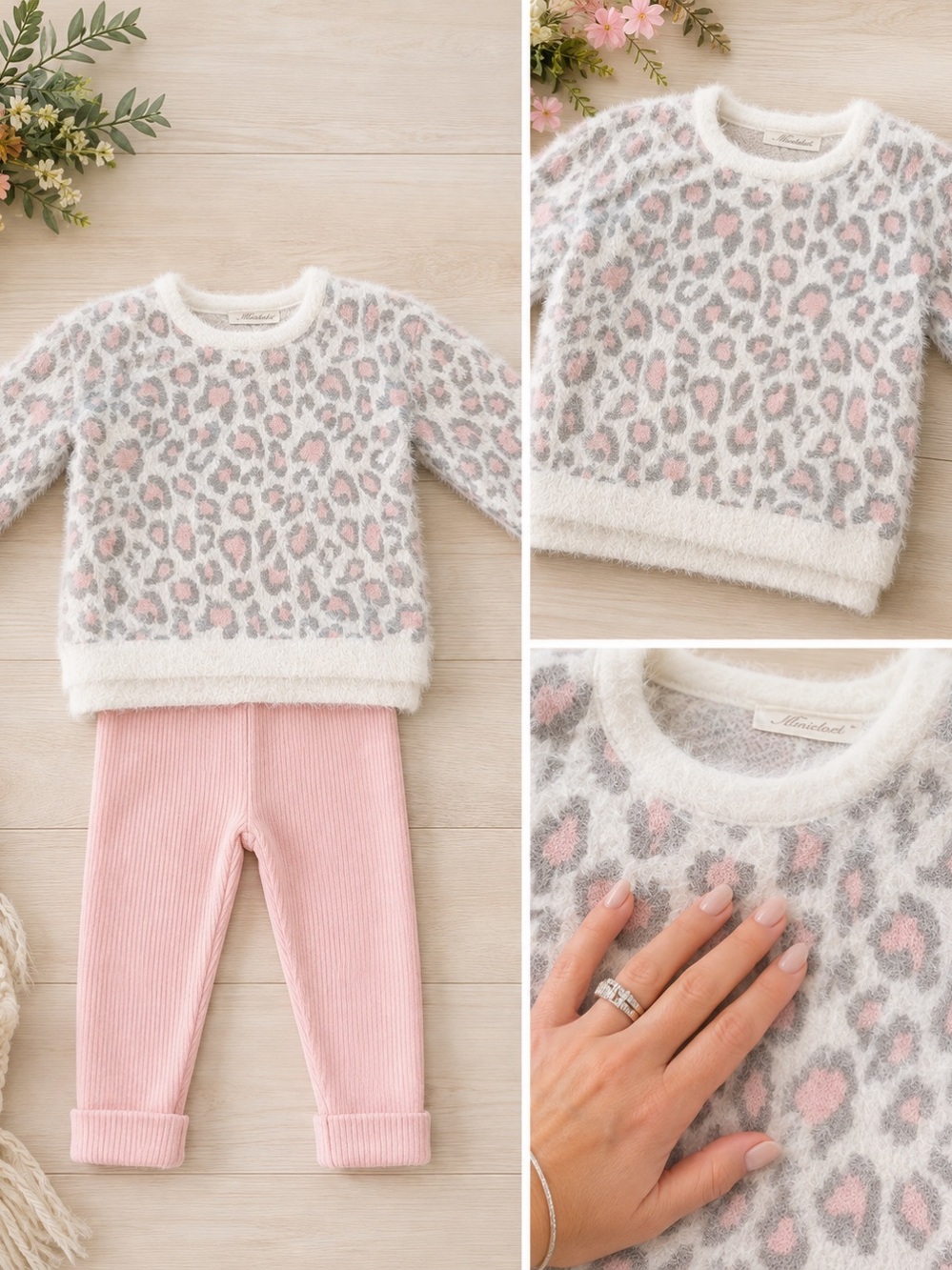 Outfit Miniclasix Cheetah sweater leggings pink size 18 months